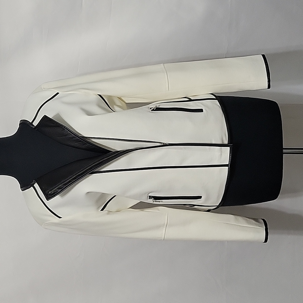 Cream Rayon Blend Moto Jacket